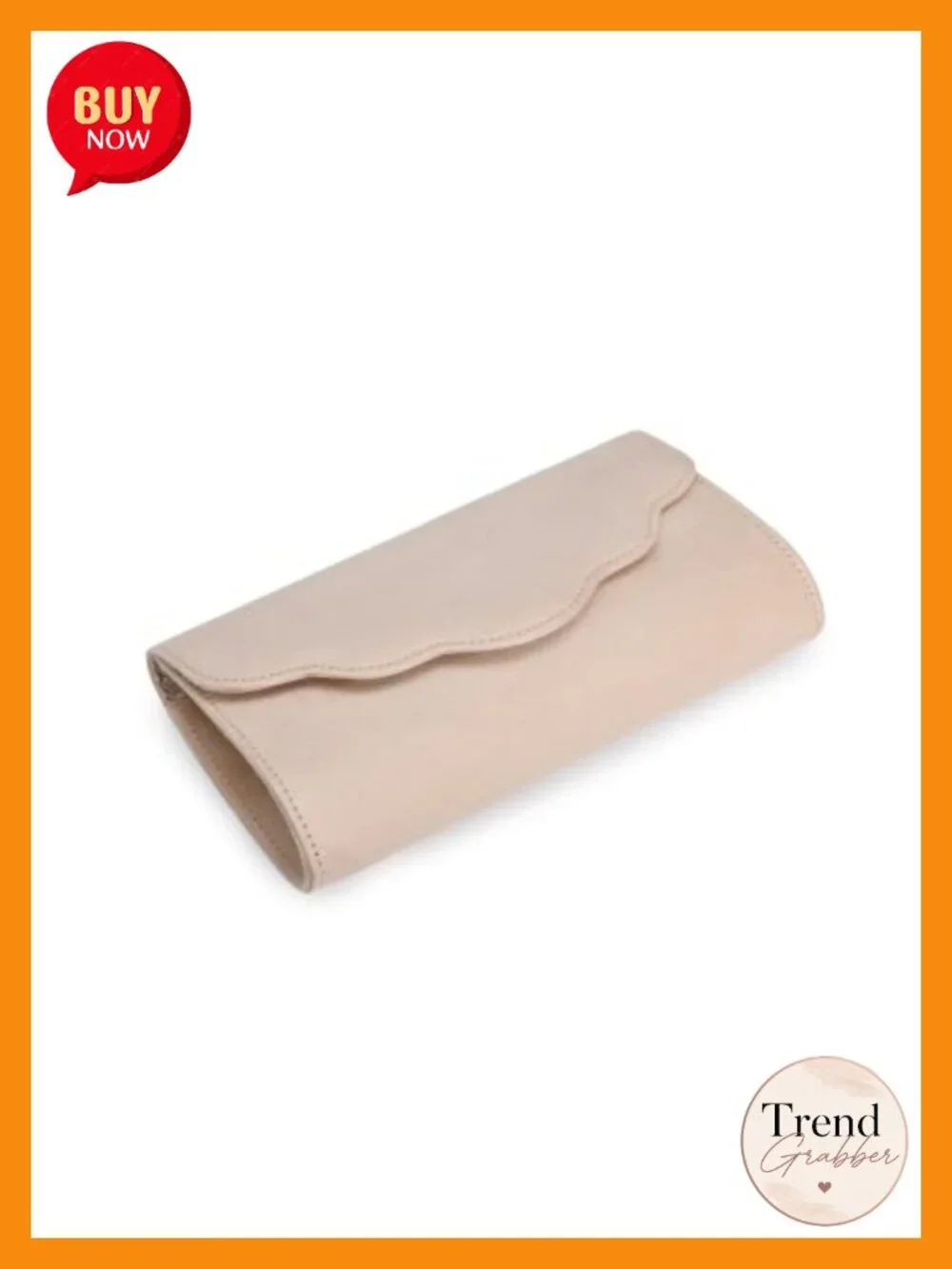 Faux Suede Evening Clutch Bag with Scalloped Wave Flap - Formal Wedding Party